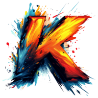 Fiery letter k explosion on transparent background a dynamic display of color and energy png