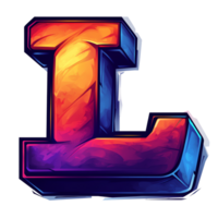 Stylized metallic letter l logo with gradient colors on transparent background png