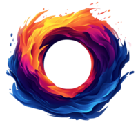 Abstract colorful swirling paint circle on transparent background a vibrant and dynamic design element png