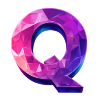 Geometrically designed and colorful letter q icon on transparent background with abstract shapes and modern typography png