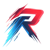 Stylish red and blue gradient letter r logo on transparent background png