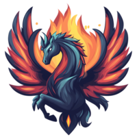 Fiery pegasus a majestic mythical creature with blazing wings on transparent background png