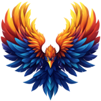 Illustration Majestic Mythical Bird, Colorful Wings, Fantasy Art png