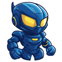Chibi blue beetle in fighting pose on transparent background with shadow between 100 and 200 characters png