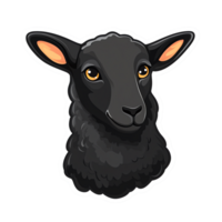 Black sheep head illustration with transparent background for versatile design use cartoonish style png