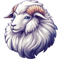 Majestic white ram with large horns on transparent background a detailed digital illustration png