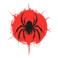 Red spider silhouette in circle with burst effect transparent background for versatile design png