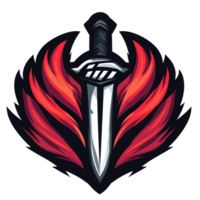 Winged dagger emblem a symbol of power and justice on transparent background png