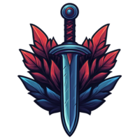 Stylized sword with floral design on transparent background a graphic for game assets or logo design png