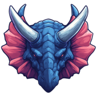 Detailed triceratops head with striking coloration on transparent background for versatile digital use from logos to educational materials png
