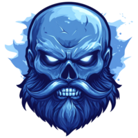 Blue bearded skull illustration with transparent background for versatile graphic design projects png