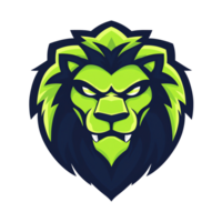Vibrant lion head emblem a modern and bold design for logos and digital art on transparent background png