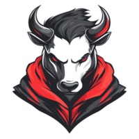 Fierce bull mascot with red eyes on transparent background a symbol of strength and aggression png