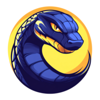 Stylized blue snake emblem in circle on transparent background for mascot or design use png