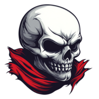 A fierce skull with a red cloth png