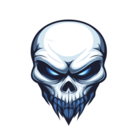 Glowing blue eyes skull illustration on transparent background a detailed and creepy image png