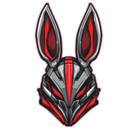 Stylish red and gray rabbit mascot logo on transparent background png