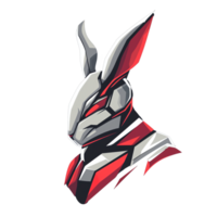 Futuristic rabbit mecha mascot logo design on transparent background a powerful symbol for gaming and esports png