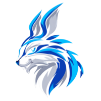 Modern blue rabbit mascot logo for gaming and esports teams on transparent background png