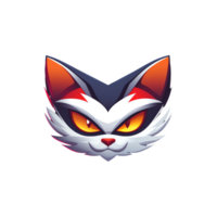Fiery cat head illustration on transparent background for digital design projects png