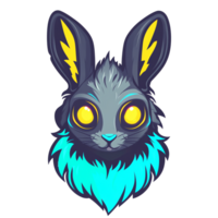 Glowing rabbit head logo on transparent background png