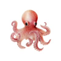 Cute octopus on transparency background looks adorable and inviting, creating sense of innocent wonder and gentle charm png