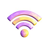 Wifi signal in low poly style, glowing and connection symbol filled with wonder and energy, on black backdrop for modern design png