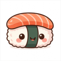 Cute Sushi Character Design with Kawaii Style and Playful Expression png