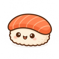 fofa kawaii Sushi personagem com sorridente face e laranja cobertura png