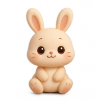 Cute Kawaii Rabbit Character in 3D Design with Simple Features png