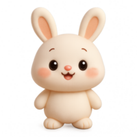 Cute 3D Kawaii Rabbit Character with Soft and Round Features png