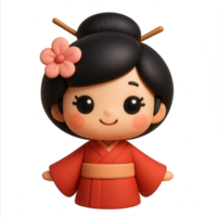 3D Geisha Character with Elegance and Simple Design for Creative Projects png