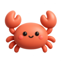 Cute 3D Crab Character with Kawaii Style and Simple Design png