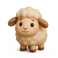 Cute 3D Cartoon Sheep Character with Soft Features and Playful Expression png