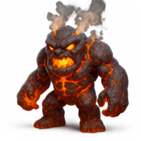 Fiery Lava Monster Erupting with Intense Flames and Smoke png