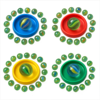 Colorful 3D Marble Game Set with Circular Arrangements and Simple Design png