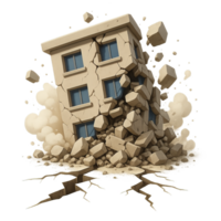 Illustration of Building Collapse After Earthquake with Debris png