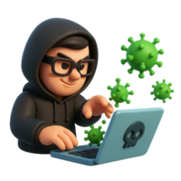 Computer Hacker Creating Virus Transmission in a Digital World png