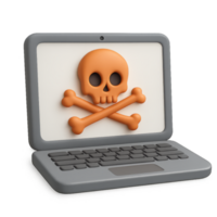 Simple 3D Skull Icon on Computer Screen for Digital Graphics png