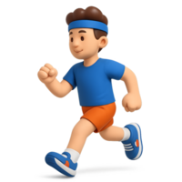 Animated 3D Jogger Character in Blue Attire Running Style png