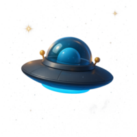 Simple 3D UFO in Space with a Glossy Finish and Glowing Lights png