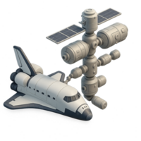 Space Shuttle and Docking Module in a Simple Digital Art Style png