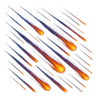 3D Meteor Shower Animation with Bright Comets and Trails png
