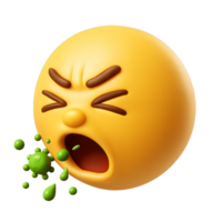 3D Simple Face with Sneezing Expression and Funny Emotions png