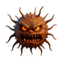 Angry Microbe in 3D Render with Intense Features and Colorful Texture png