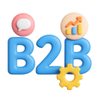 3D B2B Message Compose Concept with Icons for Business Communication png