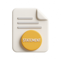 Simple 3D Document Icon with Statement Button in Bright Colors png