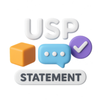 3D Icons Representing USP and Statement in Simple Design png