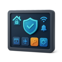 3D Display of Simple Security Interface with Colorful Icons png