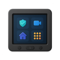 3D Security Interface Display with Simple Icons for User Interaction png